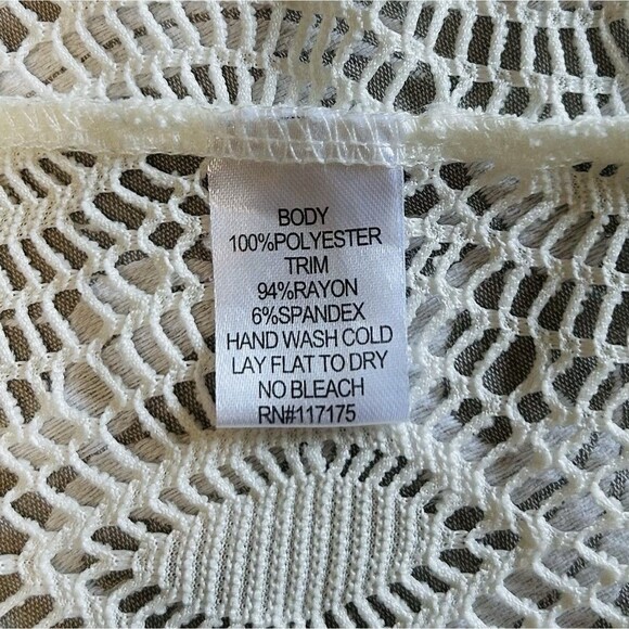 Saint Tropez West Swim Coverup Women M Cream Cold Shoulder Beads Boho Beach - Picture 4 of 10